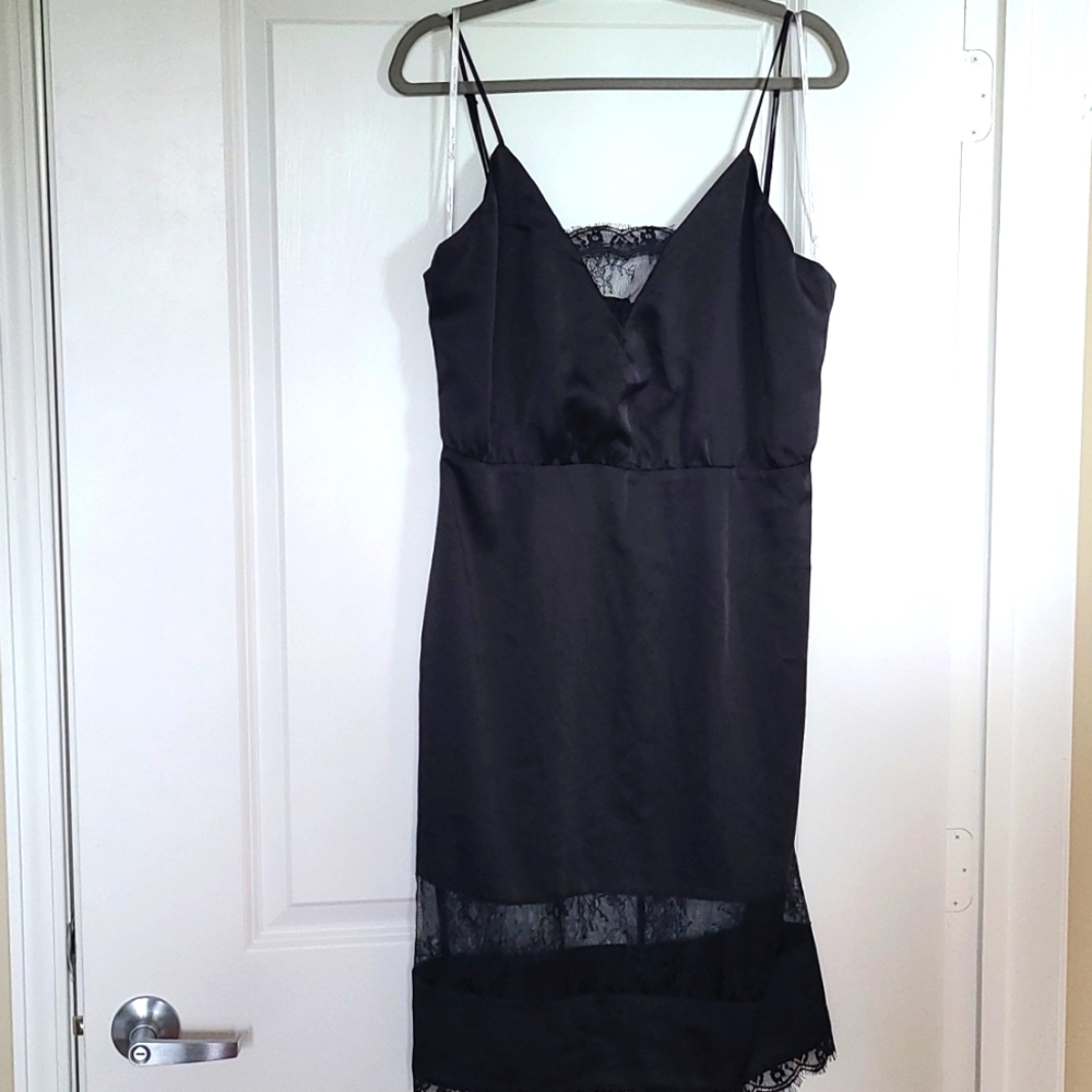 Lovers + Friends Black Lace Trim Dress